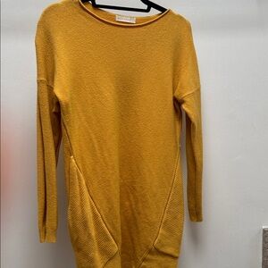 Mustard Yellow Long Sleeve Sweater Dress